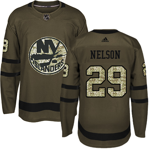 Adidas Islanders #29 Brock Nelson Green Salute to Service Stitched Youth NHL Jersey